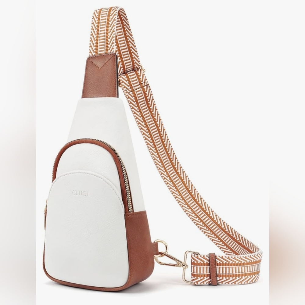 Gucci Elegant White and Brown Crossbody Bag